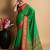 green silk blend saree with striking pallu & blouse