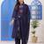 Navy Blue Embroidered Cotton Suit Set with Dupatta