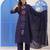 Navy Blue Embroidered Cotton Suit Set with Dupatta