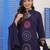 Navy Blue Embroidered Cotton Suit Set with Dupatta
