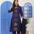 Navy Blue Embroidered Cotton Suit Set with Dupatta