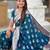 blue zari weaving banarasi silk blend saree