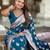 blue zari weaving banarasi silk blend saree