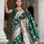 dark green zari weaving banarasi silk blend saree
