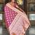 peach zari weaving banarasi silk blend saree