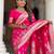 pink zari weaving banarasi silk blend saree