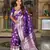 purple zari weaving banarasi silk blend saree