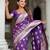 purple zari weaving banarasi silk blend saree