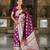 wine zari weaving banarasi silk blend saree
