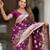 wine zari weaving banarasi silk blend saree