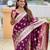 wine zari weaving banarasi silk blend saree