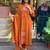 Rust Orange Embroidered Cotton Suit Set with Dupatta