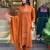 Rust Orange Embroidered Cotton Suit Set with Dupatta