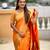 orange paithani silk blend meenakari pallu zari weaving saree