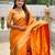 orange paithani silk blend meenakari pallu zari weaving saree