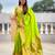 parrot green paithani silk blend meenakari pallu zari weaving saree