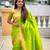 parrot green paithani silk blend meenakari pallu zari weaving saree