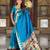 teal paithani silk blend saree with temple weaving border