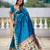 teal paithani silk blend saree with temple weaving border