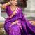 magenta paithani silk blend saree with temple weaving border