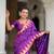 magenta paithani silk blend saree with temple weaving border