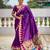 magenta paithani silk blend saree with temple weaving border