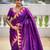 magenta paithani silk blend saree with temple weaving border