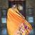 orange paithani silk blend saree with temple weaving border