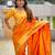 orange paithani silk blend saree with temple weaving border