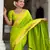 parrot green paithani silk blend saree with temple weaving border