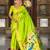 parrot green paithani silk blend saree with temple weaving border