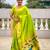 parrot green paithani silk blend saree with temple weaving border