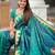 teal paithani silk blend saree with temple weaving border