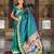 teal paithani silk blend saree with temple weaving border
