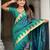 teal paithani silk blend saree with temple weaving border