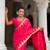rani pink paithani silk blend saree with temple weaving border