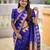 royal blue paithani silk blend saree with temple weaving border