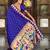 royal blue paithani silk blend saree with temple weaving border