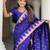 royal blue paithani silk blend saree with temple weaving border