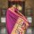 wine paithani silk blend saree with temple weaving border