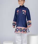 Blue embroidered cotton kurta pajama