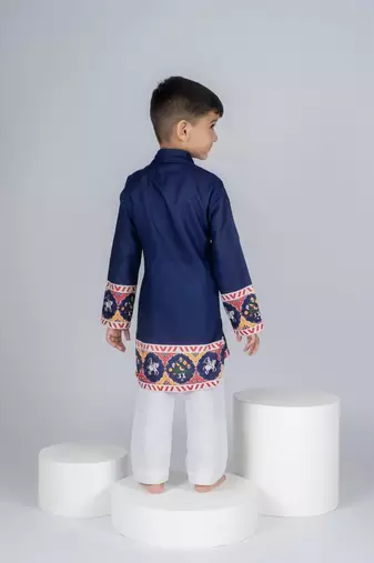 Blue embroidered cotton kurta pajama