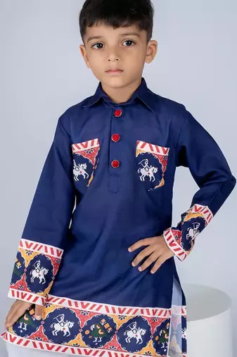 Blue embroidered cotton kurta pajama