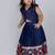 Blue embroidered cotton lehenga and top
