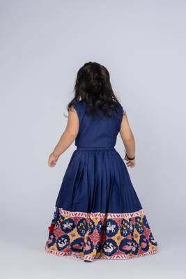 Blue embroidered cotton lehenga and top 3