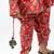 Red embroidered cotton kurti and dhoti