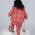 Red embroidered cotton kurti and dhoti