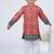 Red embroidered cotton kurta pajama