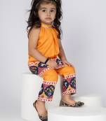 Yellow embroidered cotton kurti pants