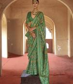 Green silk blend patola design saree